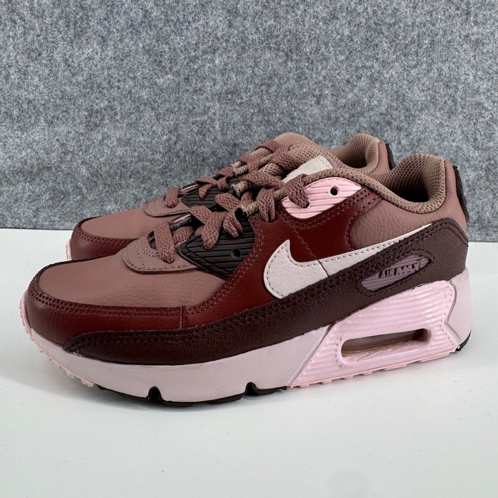 Nike Air Max 90 LTR Kids Size 1Y Brown Pink Leather Sneakers CD6867-201